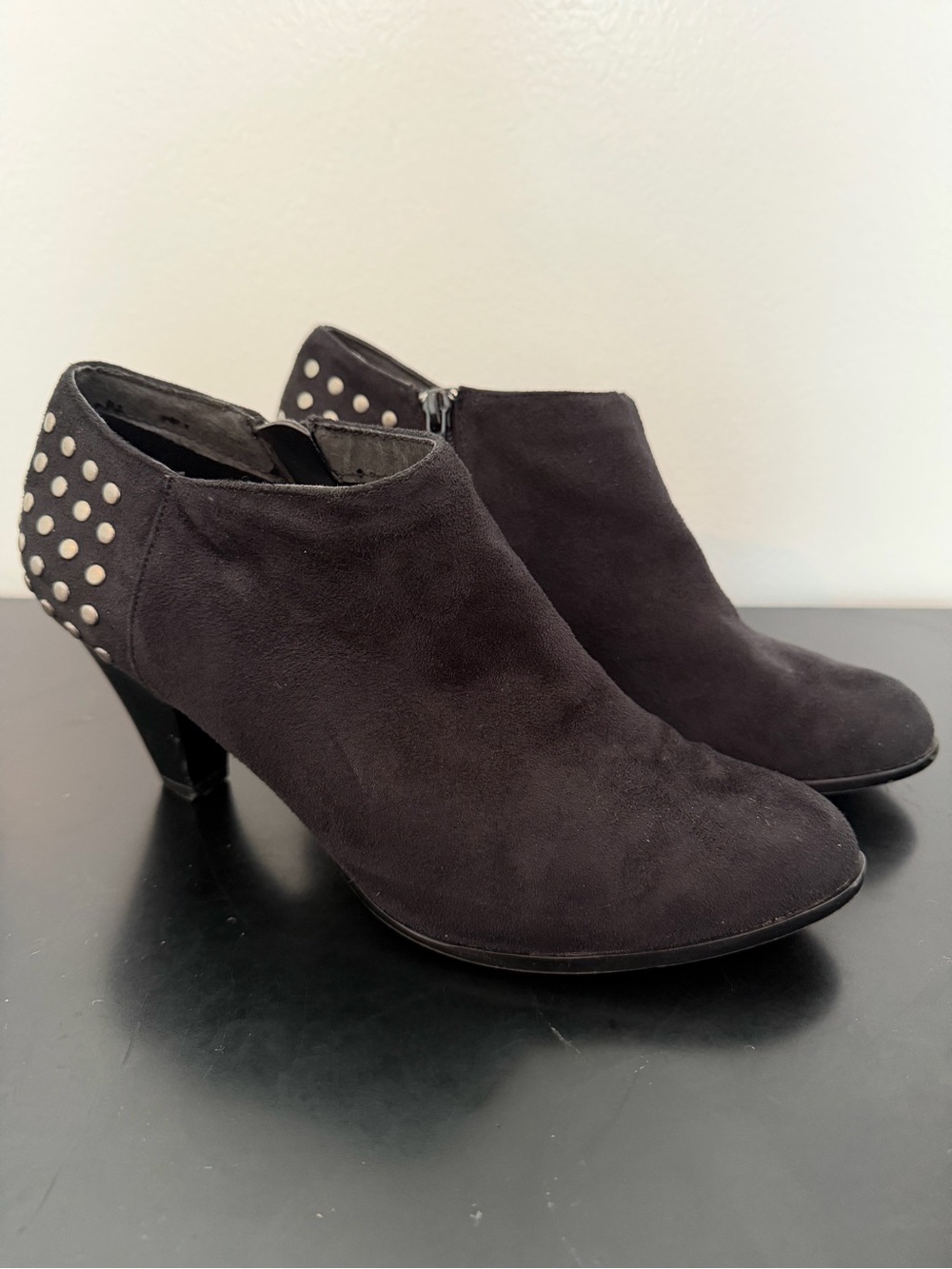 Laura Ashley Faux Suede Ankle Boots with Silver Studs Lafindon 9 Whimsigoth